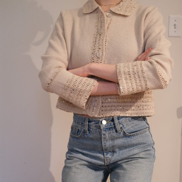 LOVE MOSCHINO Sequin Cropped Cardigan - Picture 1 of 16